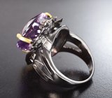 Серебряное кольцо с аметистом 21+ карат, желтым турмалином, родолитами и синими сапфирами