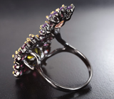 Серебряное кольцо с разноцветными турмалинами