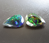 Пара ограненных черных опалов 5,13 карата 