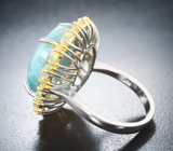 Серебряное кольцо с ларимаром 11,24 карата, кристаллическими эфиопскими опалами 1,8 карата и желтыми сапфирами Серебро 925