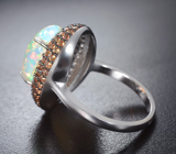 Серебряное кольцо с кристаллическим эфиопским опалом 4,93 карата и сапфирами Серебро 925