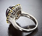 Серебряное кольцо с кристаллическими черными опалами 7,03 карата и желтыми сапфирами бриллиантовой огранки Серебро 925