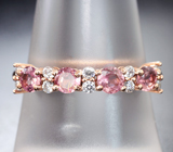 Изящное серебряное кольцо с розовыми турмалинами