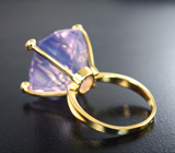 Высокое золотое кольцо с лавандовым 23,61 карата и фиолетовыми аметистами Золото
