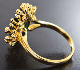 Золотое кольцо с невероятно-ярким ограненным черным опалом 3,68 карата, красным сапфирами, цаворитами гранатами и бриллиантами Золото