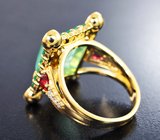Эксклюзив! Золотое кольцо с уральскими изумрудами 9,02 карата, рубинами и бриллиантами