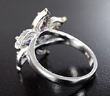 Прелестное серебряное кольцо с танзанитом и аметистами