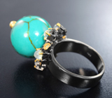 Серебряное кольцо с бирюзой и лунным камнем