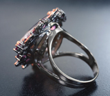 Серебряное кольцо с аметрином 13+ карат, родолитами гранатами и розовыми сапфирами Серебро 925