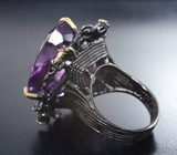 Серебряное кольцо с аметистом 44,8 карата и разноцветными турмалинами 