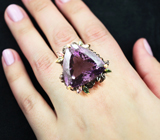 Серебряное кольцо с аметистом 44,8 карата и разноцветными турмалинами  Серебро 925