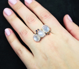 Серебряное кольцо с лунным камнем 9,9 карата и синими сапфирами Серебро 925
