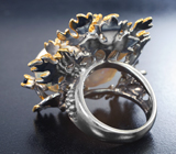 Серебряное кольцо с жемчужиной барокко 40,45 карата и синими сапфирами