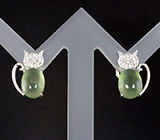 Прелестные серебряные пусеты с пренитом Серебро 925