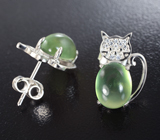 Прелестные серебряные пусеты с пренитом Серебро 925