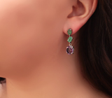 Серебряные серьги с аметистами и изумрудами Серебро 925