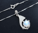 Оригинальный серебряный кулон с лунным камнем + цепочка Серебро 925