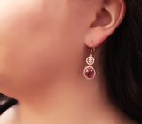 Яркие серебряные серьги с рубинами Серебро 925