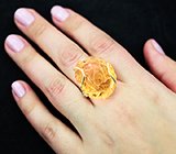 Массивное золотое кольцо с резным медовым цитрином 48,56 карата, цаворитами и бриллиантами Золото