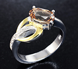 Романтичное серебряное кольцо с империал топазом Серебро 925