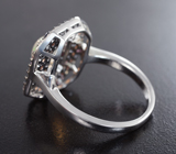 Шикарное серебряное кольцо с эфиопским опалом и разноцветными сапфирами бриллиантовой огранки Серебро 925