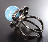 Серебряное кольцо cо сферой аквамарина