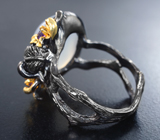 Серебряное кольцо с халцедоном 11+ карат и аметистами