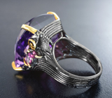 Серебряное кольцо с аметистом 48 карат и родолитами Серебро 925