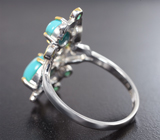 Серебряное кольцо с бирюзой и изумрудами Серебро 925