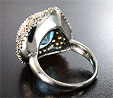 Серебряное кольцо с голубым топазом 12,28 карата и сапфирами Серебро 925