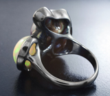 Серебряное кольцо с цветной жемчужиной барокко 29,22 карата и эфиопским опалом 4,46 карата