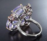 Серебряное кольцо с лавандовыми аметистами 19,11 карата и шпинелями