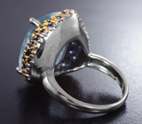 Серебряное кольцо с аквамарином 13,67 карата и синими сапфирами Серебро 925