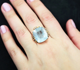 Серебряное кольцо с аквамарином 13,67 карата и синими сапфирами Серебро 925