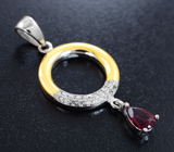 Оригинальный серебряный кулон с родолитом Серебро 925