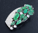 Стильный серебряный кулон с яркими изумрудами Серебро 925