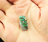 Стильный серебряный кулон с яркими изумрудами Серебро 925