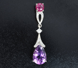 Изысканный серебряный кулон с аметистом и рубином Серебро 925