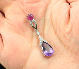 Изысканный серебряный кулон с аметистом и рубином Серебро 925