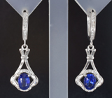 Серебряные серьги с насыщенно-синими сапфирами Серебро 925