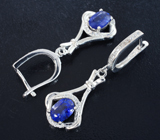 Серебряные серьги с насыщенно-синими сапфирами Серебро 925