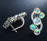 Превосходные серебряные серьги с ограненными эфиопскими опалами Серебро 925