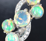 Превосходные серебряные серьги с ограненными эфиопскими опалами Серебро 925