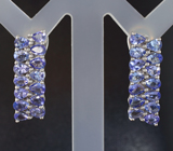 Шикарные серебряные серьги с танзанитами Серебро 925