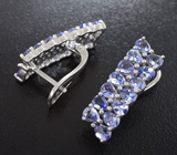 Шикарные серебряные серьги с танзанитами Серебро 925