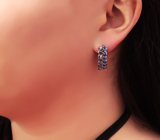 Шикарные серебряные серьги с танзанитами Серебро 925