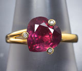 Золотое кольцо с рубином 3,54 карата и бриллиантами