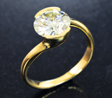 Золотое кольцо с муассанитом топовой огранки 1,79 карата