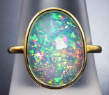 Золотое кольцо с эфиопским опалом авторской огранки 3,18 карата