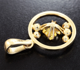 Золотой кулон с гелиодором авторской огранки 0,66 карата, цаворитами и бриллиантами Золото